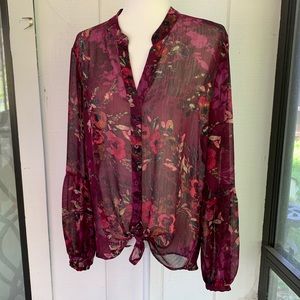 KUT from the Kloth Sheer Floral Blouse